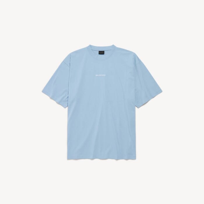 ライトブルー/ホワイト の メンズ Balenciaga Back Tシャツ ミディアムフィット
