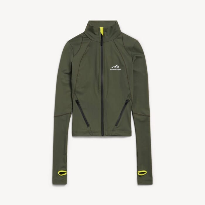 カーキ/ライム の ウィメンズ Techwear フィッテッド ジップアップトップス