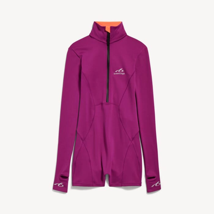 パープル/タンジェリン の ウィメンズ Techwear ショート ロングスリーブ ボディスーツ