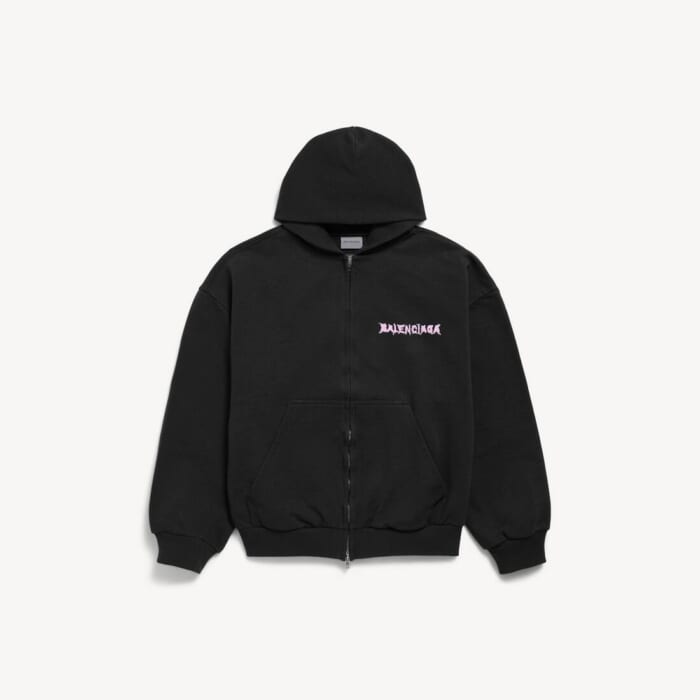 ブラック の メンズ Diy Balenciaga Back ジップアップフーディ レギュラーフィット
