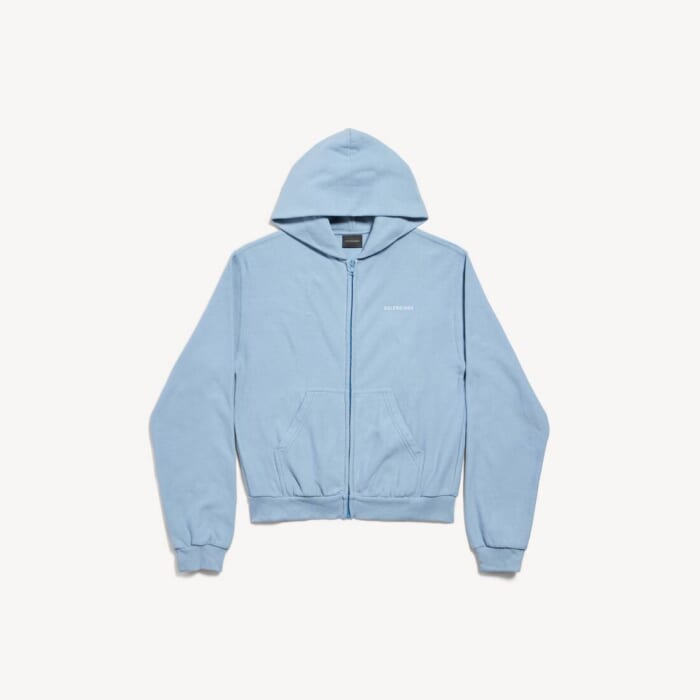 ブルー／ホワイト の ウィメンズ Balenciaga Back ジップアップ Hoodie レギュラーフィット