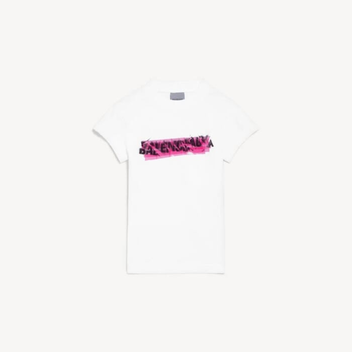 ホワイト の ウィメンズ Messy Spray チョップドバックtシャツ