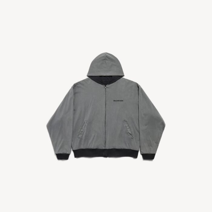 グレー/フェードブラック の メンズ Balenciaga Back リバーシブル ジップアップ Hoodie