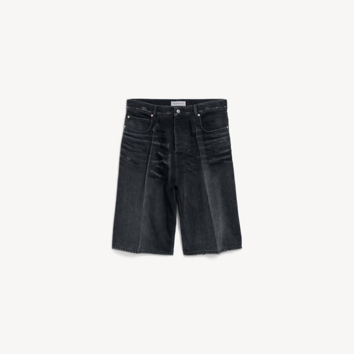ブラック の メンズ デニム ステイプレス ショーツ