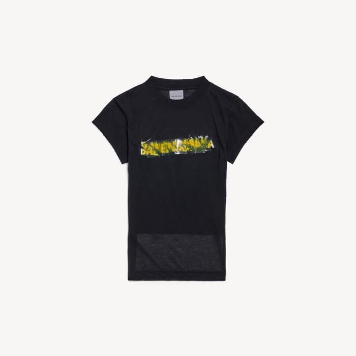 ブラック の ウィメンズ Messy Spray チョップドバックtシャツ