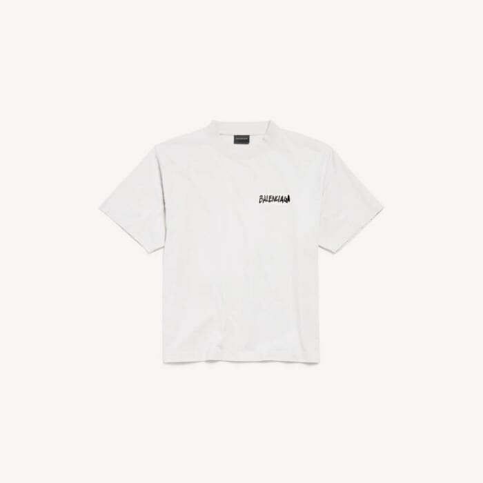 ダーティーエフェクト ホワイト の ウィメンズ Masking Tape Tシャツ ミディアムフィット