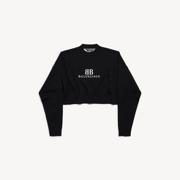 ブラック/ホワイト の ウィメンズ Cropped クルーネック