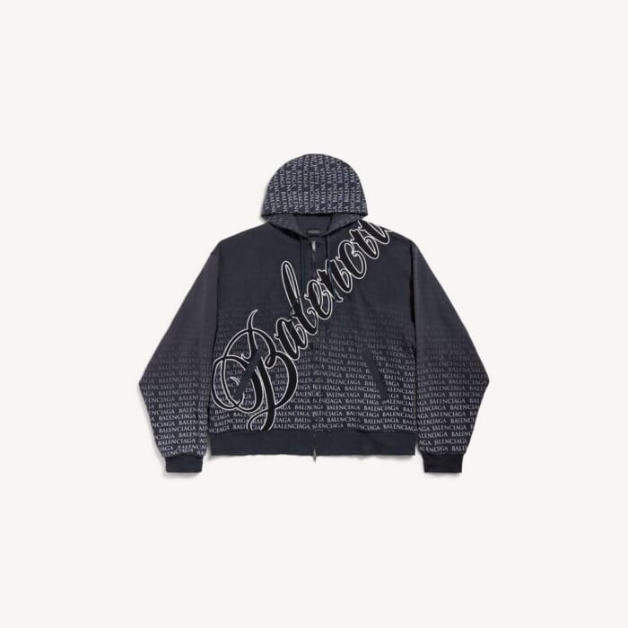 ブラック/ホワイト の メンズ Big B オーバーサイズ ジップアップ Hoodie