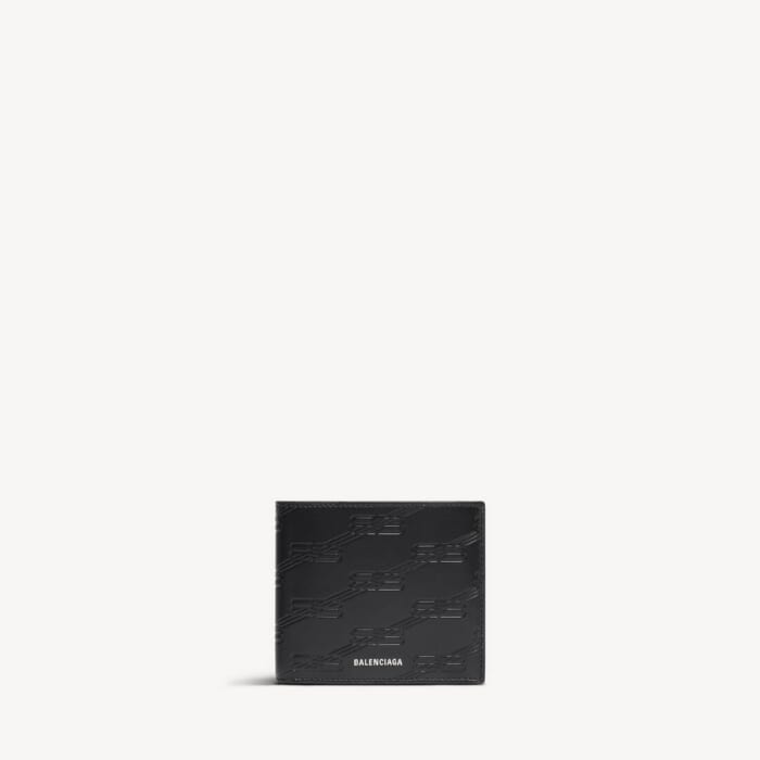 ブラック の メンズ Embossed Monogram スクエアfoldedウォレット Boxカーフスキン
