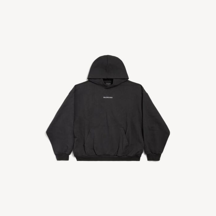 New Balenciaga Back Hoodie ミディアムフィット で ブラック