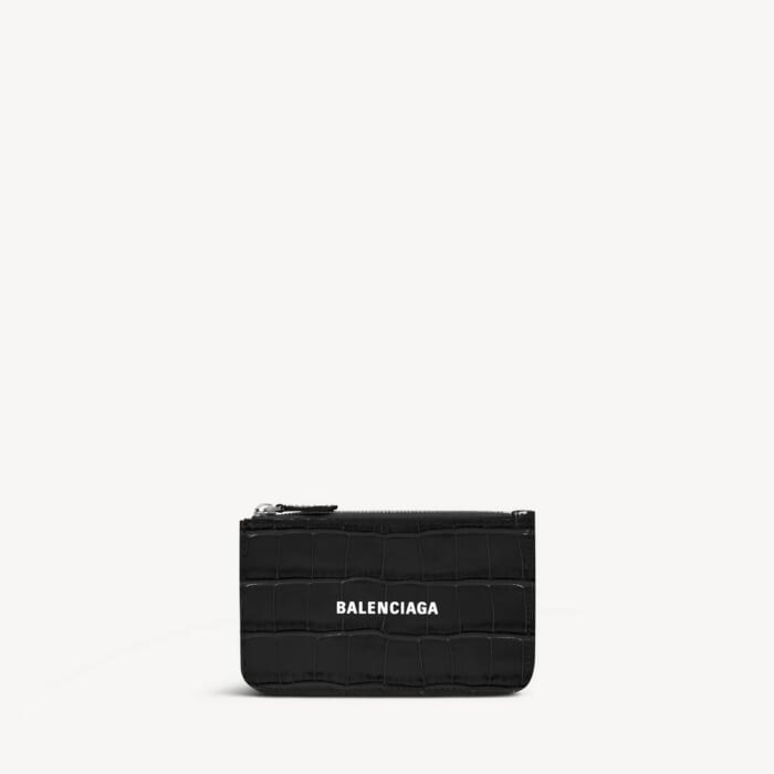 Cash Large ロング コイン＆カードホルダー クロコダイル型押し で ブラック