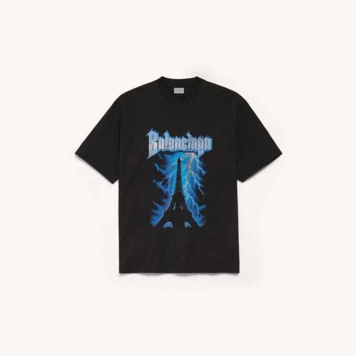 ブラック の メンズ Paris Thunderstorm オーバーサイズ Tシャツ
