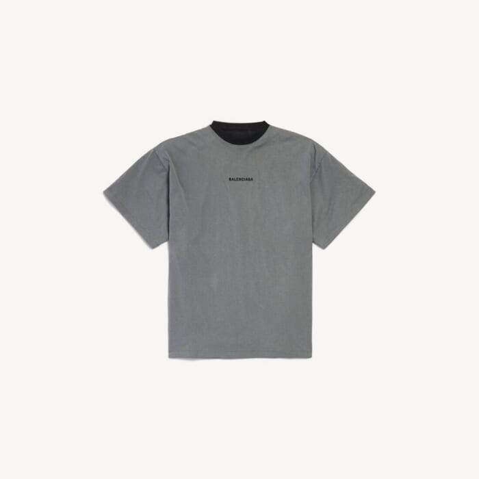 グレー/フェードブラック の メンズ Balenciaga Back リバーシブル オーバーサイズ Tシャツ