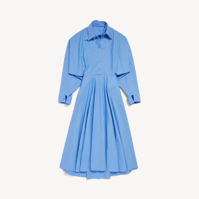 ライトブルー の ウィメンズ ロングポプリンドレス