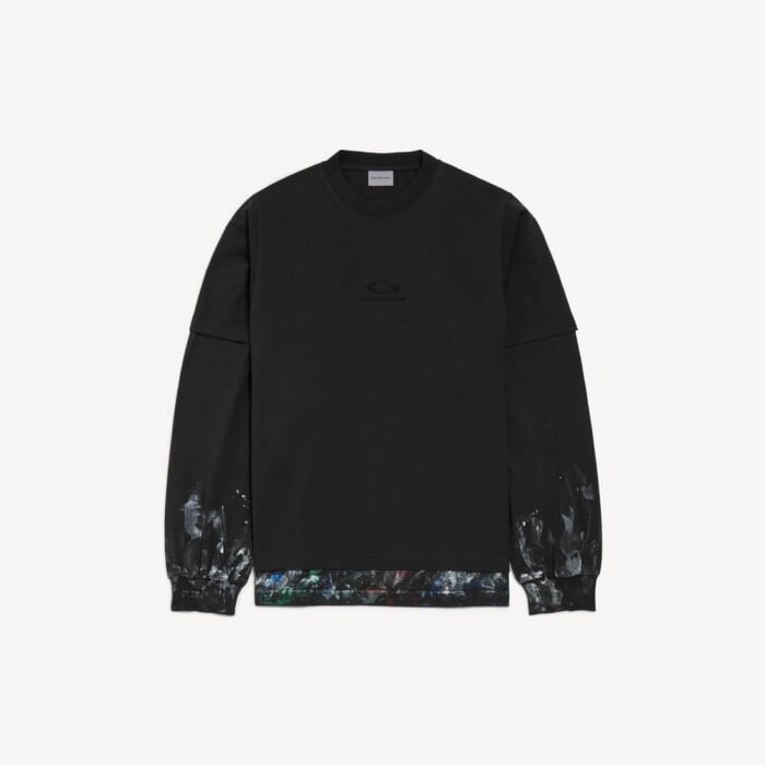 ブラック の メンズ ハイブリッド ダブルtシャツ