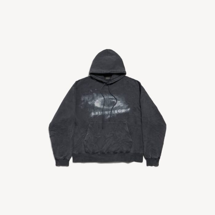 ウォッシュド ブラック/ホワイト の メンズ Washed Crayon Loop オーバーサイズ Hoodie