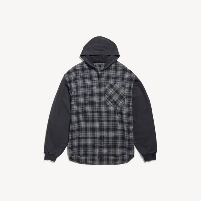 グレー の メンズ フーデッド Hybrid シャツ