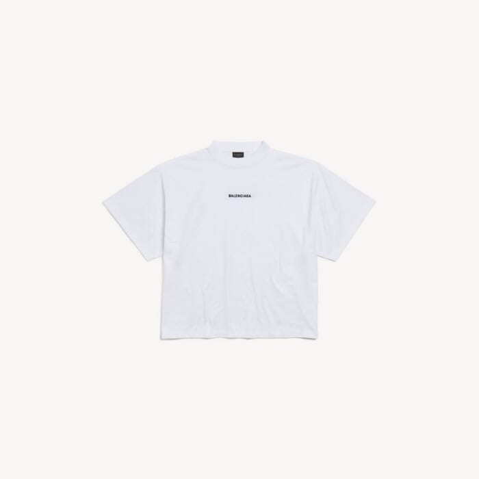 ホワイト/ブラック の ウィメンズ Balenciaga Back Cropped Tシャツ