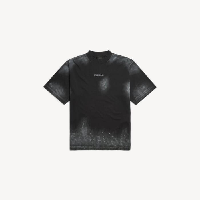 フェードブラック/ホワイト の メンズ Balenciaga Back Tシャツ ミディアムフィット