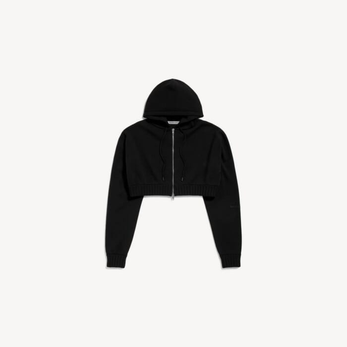 ブラック の ウィメンズ Techwear クロップドジップアップフーディ