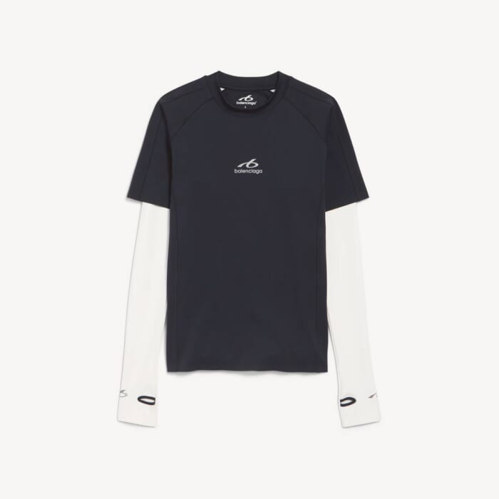 ネイビー/ホワイト の メンズ Techwear ロングスリーブtシャツ