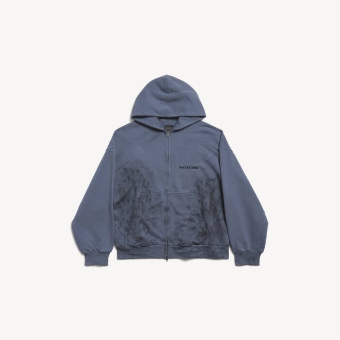 フェード ダークブルー/ブラック の メンズ Balenciaga Back ジップアップ Hoodie レギュラーフィット