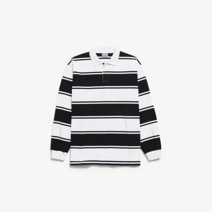 ブラック/ホワイト の メンズ ロングスリーブ ポロ