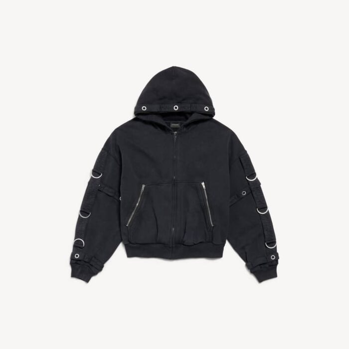 フェードブラック の メンズ D-ring Cargo ジップアップ Hoodie