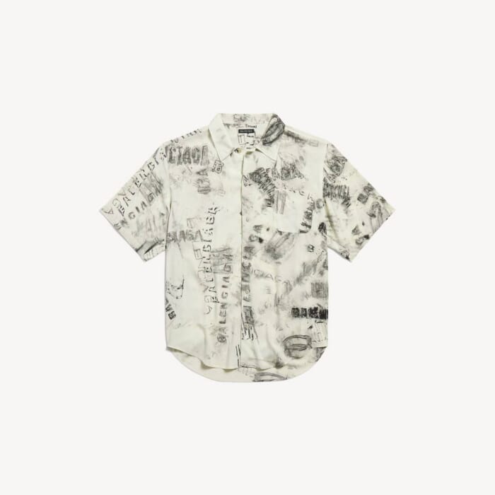 グレー の メンズ Washed Crayon Allover ショートスリーブ ミニマル シャツ