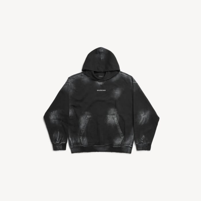 フェードブラック/ホワイト の メンズ Balenciaga Back Hoodie ミディアムフィット