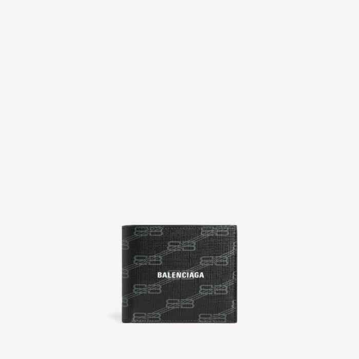 ブラック/グレー の メンズ Signature スクエア Foldedウォレット Bb Monogramコーティングキャンバス