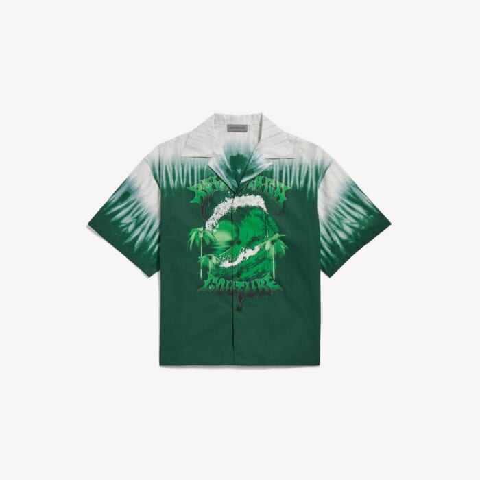 グリーン/ホワイト の メンズ Extreme Tie Dye ボウリング半袖シャツ