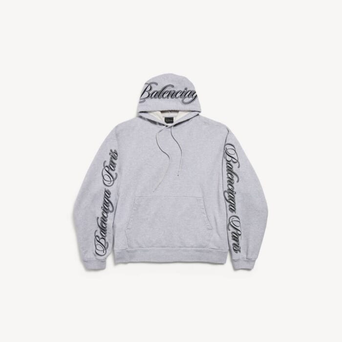 ライト ヘザー グレー/アイボリー の メンズ Cursive オーバーサイズ Hoodie
