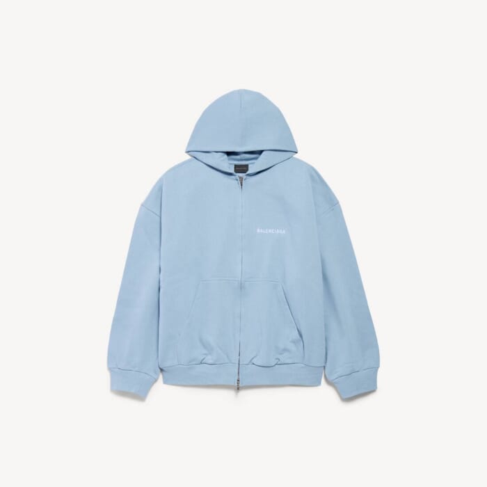 ブルー/ホワイト の メンズ Balenciaga Back ジップアップ Hoodie レギュラーフィット